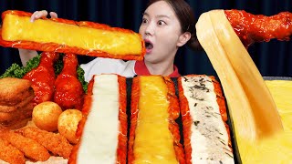 롱 불닭쌈 🔥 양념치킨 대왕 치즈퐁듀 먹방 Long Buldak Fire Noodles Wraps Cheese Fondue Chcicken Mukbang ASMR Ssoyoung [upl. by Arorua]