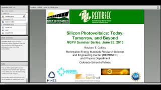 Reuben Collins quotSilicon Photovoltaics Today Tomorrow and Beyondquot [upl. by Adlare738]