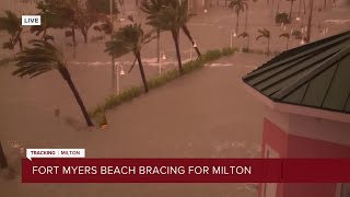 Hurricane Milton Fort Myers Beach Suspends Emergency Services as storm surge rises [upl. by Adlez217]