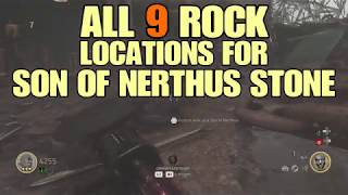 SON OF NERTHUS  ALL 9 HIDDEN ROCK LOCATIONS  WW2 ZOMBIES DLC1 THE DARKEST SHORE [upl. by Anazraf]