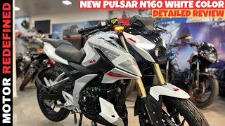 2024 Bajaj Pulsar N160 USD Model Pearl Metallic White Color Review  Price amp Mileage [upl. by Friedly]