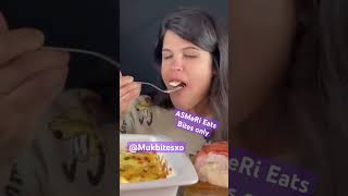 ASMeRi Eats ASMR creamy cheesy potatoes gratin bacon wrapped chicken mukbang bites only shorts fyp [upl. by Enaelem]