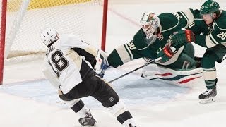 Bryzgalov swats the puck out with the paddle [upl. by Nimra]