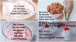 4 Types of Easy amp Unique Cake Frosting  Coconut FlourEggCocoa Powder 4 Different Cake Frosting [upl. by Bolen]