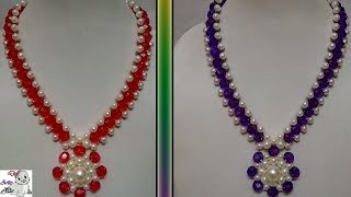 80 How to Make Pearl Beaded Necklace  Diy  Jewellery Making [upl. by Ermengarde130]