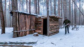 Shelter building in the woods bushcraft modern [upl. by Marra507]