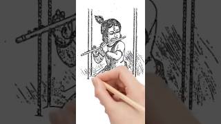 Beautiful Krishna Pencil Sketch  TimeLapse Drawing [upl. by Eveleen774]