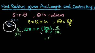 Find Radius Given Arc Length and Central Angle [upl. by Buehler123]