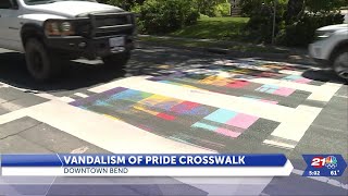 Bends vandalized Pride crosswalk still a target [upl. by Ronacin]