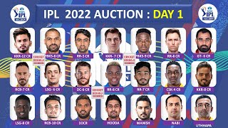 IPL 2022  Auction DAY 1 Highlights  ShreyasDhawan Harshal PatelHasaranga Expensive Player [upl. by Leilani798]