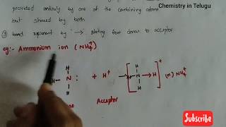 Coordinate covalent bond explanation in Telugu dative bond explanation in Telugu class 11 [upl. by Janaya103]