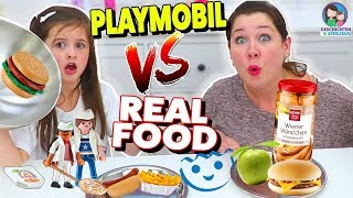 REAL FOOD vs PLAYMOBIL FOOD Challenge Geschichten und Spielzeug [upl. by Brosine]