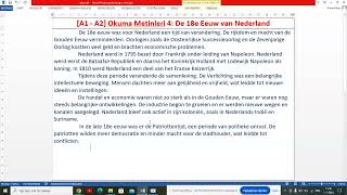 A1  A2 Okuma Metinleri4 Hollandanın 18 Yüzyılı De 18e Eeuw van Nederland [upl. by Aihsaei]