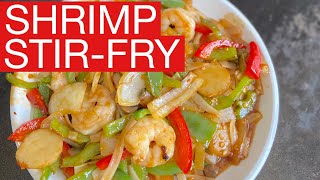 HOW TO COOK SHRIMP STIRFRY ON THE 36” BLACKSTONE GRIDDLE [upl. by Ahsem]