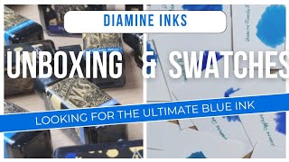 BLUE DIAMINE INKS 💙 FULL UNBOXING amp SWATCHING 10 [upl. by Fulvia680]