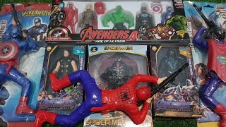 unboxing and review superhero toys spiderman venom thor black panther captain america [upl. by Anahsed]