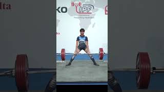 World SubJunior Record Deadlift with 2465 kg by Allan Duong Dinh Hy FRA in 53kg class [upl. by Einnus]