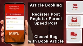 Article Booking Darpan Android Application  Register Post Register Parcel Speed Post Booking [upl. by Aokek720]