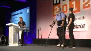 Live Exoskeleton Demo Ekso Bionics Lyne Vale  WIRED [upl. by Robillard]