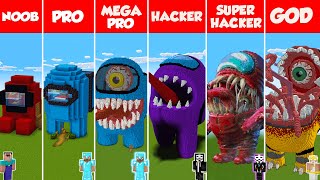 Minecraft AMONG US STATUE HOUSE BUILD CHALLENGE  NOOB vs PRO vs HACKER vs GOD  Animation [upl. by Annawak]