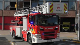 Primeur NIEUWE Scania P500 Ladderwagen L19Signa S14 Brandweer Overijse met spoed naar stormschade [upl. by Duston]