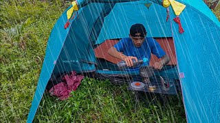 solo camping heavy rain and nonstop storms sleeping in a tent with the sound of rain [upl. by Vigen]