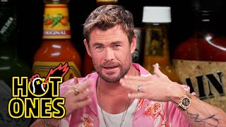 Chris Hemsworth Gets Nervous While Eating Spicy Wings  Hot Ones [upl. by Anerbas]