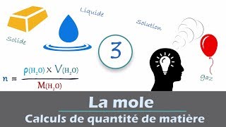 La mole  Calculs de quantité de matière  Physique  Chimie  Lycée [upl. by Yeffej]