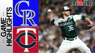 Colorado Rockies vs Minnesota Twins GAME HIGHLIGHTS TODAY September 30 2023 [upl. by Isawk968]