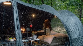 Camping in Heavy Rain  the pouring rain for 24 hours I relaxed in a cozy tent RAIN ASMR [upl. by Antonia]