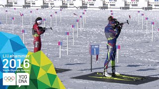 Biathlon 75km Pursuit  Khrystyna Dmytrenko UKR wins gold  Lillehammer 2016 Youth Olympic Games [upl. by Faulkner]