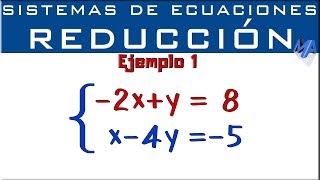 Sistemas de ecuaciones 2x2  Método de Reducción  Eliminación  Ejemplo 1 [upl. by Nosecyrb382]