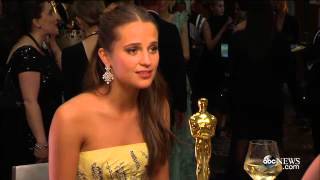 Oscars 2016  Alicia Vikander Talks Oscar Win [upl. by Ameyn]