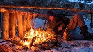 Solo Winter Camping at Bush Camp  Chicken on a Rope [upl. by Annadiane]