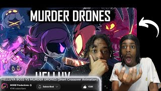 HELLUVA BOSS VS MURDER DRONES Short Crossover Animation  Reaction [upl. by Yhtommit460]