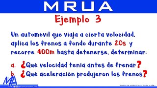 Movimiento Rectilíneo Uniformemente Acelerado o Variado MRUA MRUV  Ejemplo 3 [upl. by Colston]