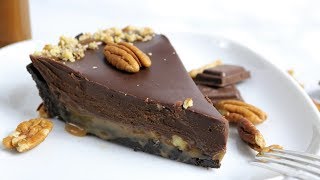 NO BAKE  Oreo Chocolate Pie Recipe – With Caramel And Pecan [upl. by Meri474]