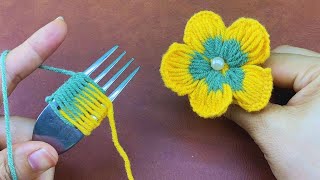 Dainty Crafts How To Create Beautiful Woven Flower From Fork [upl. by Chuipek806]