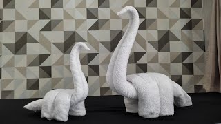 WOW Towel animal Dinosaurs  towel folding dinosaurs  towel art dinosaurs [upl. by Artinek]