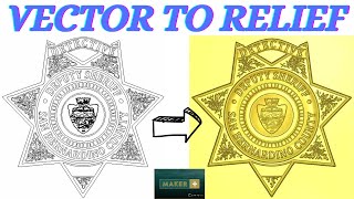 Vector Drawing to Relief Model with Carveco Maker  Sheriffs Badge [upl. by Aleehs]