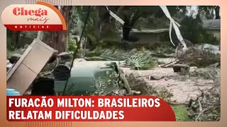 No meio do furacão Milton brasileiros nos EUA relatam dificuldades  Chega Mais Notícias 101024 [upl. by Areehs975]