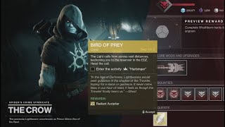 Destiny 2  Bird of Prey quotHarbingerquot Hawkmoon Catalyst Mission [upl. by Coonan560]