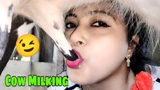 Women Cow Milking  Drinking Cow Milk  Cow Milking By Hand  Jaya Ghosh [upl. by Adiehsar]