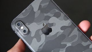 Black CAMO iPhone XXSXR skin for 16   EasySkinz SIGNATURE Camouflage DARK SLATE Skin [upl. by Wilow]