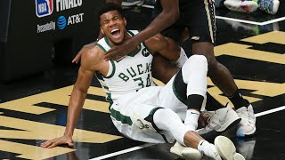 Giannis Knee Injury Hawks Win Game 4 Without Young 2021 NBA Playoffs [upl. by Hui]