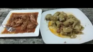 Conejo en salsa de tomate y alcachofas rehogadas con chorizo [upl. by Gnuh85]