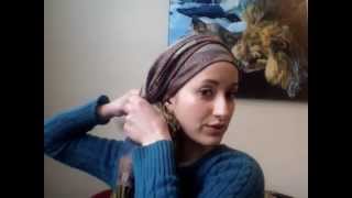 Pashmina Hair Wrapping HowTo tichel mitpachat [upl. by Astor]