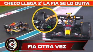 CHECO PÉREZ LLEGA EN DE SEGUNDO EN EL GP DE ABU DHABI LA FIA LE QUITA POR ACCIDENTE DE CARRERA [upl. by Aiuqcaj471]