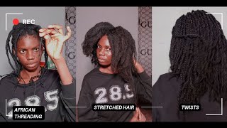 DO THIS IF YOUR HAIR IS NOT GROWING FOR GUARANTEED THICKER amp LONGER HAIR 2 STRETCHED HAIR  TWISTS [upl. by Pachton]