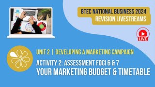 The Marketing Budget and Timetable AF 6amp7 for BTEC National Business Unit 2 [upl. by Htrow345]